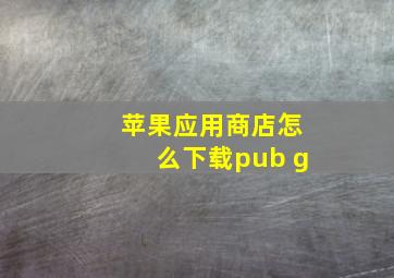 苹果应用商店怎么下载pub g